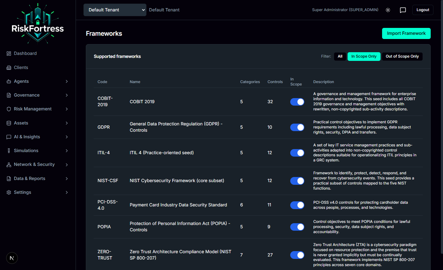 Control Mapping Interface - Framework control mapping